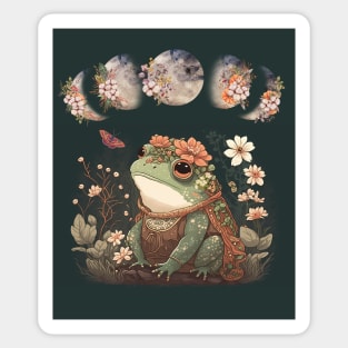 Cute Cottagecore Frog Lover Boho Moon Sticker